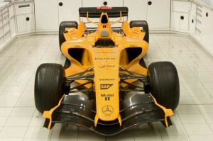 Team McLaren Mercedes MP4-20 in orange livery front
